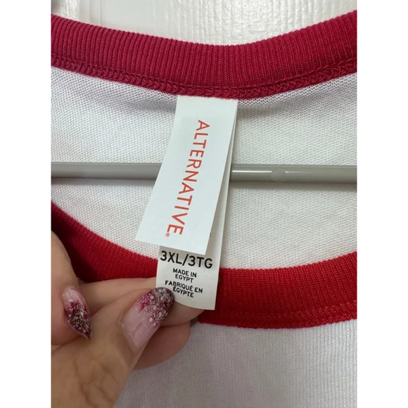Men's Alternative Apparel White Red Ringer Short Sleeve Tee 3XL - Picture 3 of 5